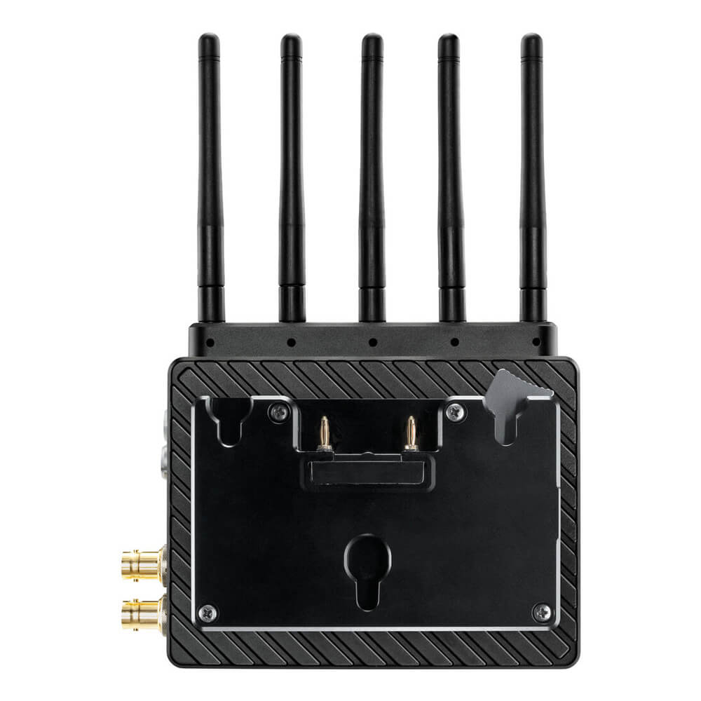 Teradek Bolt 6 XT 750 wireless receiver with Gold mount for 12G-SDI and HDMI output, rear view showing connections. – image 4