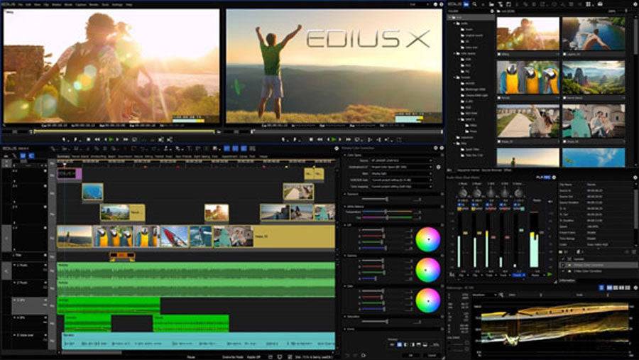 Grass Valley EDIUS X Pro video editing software interface showing timeline, tools, and editing workspace on screen. – image 3