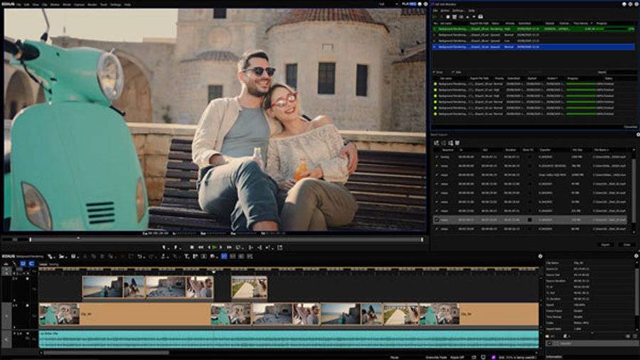 Grass Valley EDIUS X Pro video editing software interface on a monitor, showcasing timeline and editing tools. – image 5