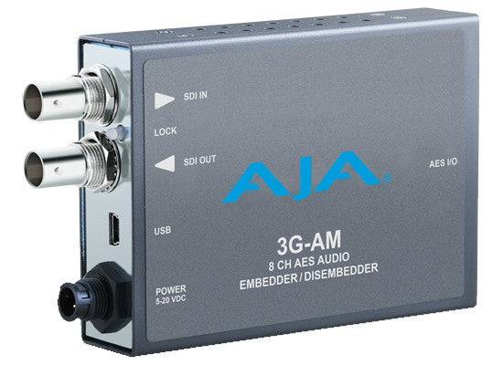 AJA 3G-AM 8-channel AES embedder and disembedder video converter device with input and output ports. – image 2