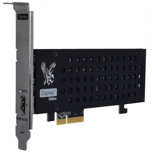 Osprey Raptor Series 914 PCIe video capture device with single HDMI 1.4 channel, shown from top view, for high-quality video recording. – image 1