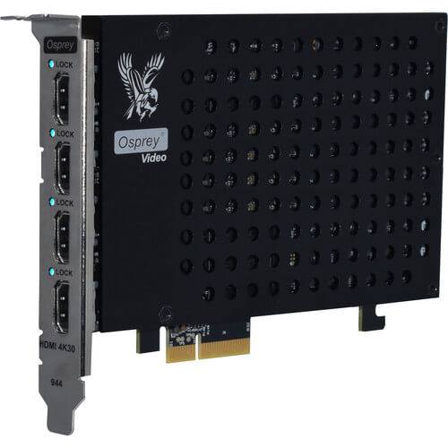Osprey Raptor Series 944 PCIe video capture device with four HDMI 1.4 channels, used for high-quality video recording and streaming. – image 1