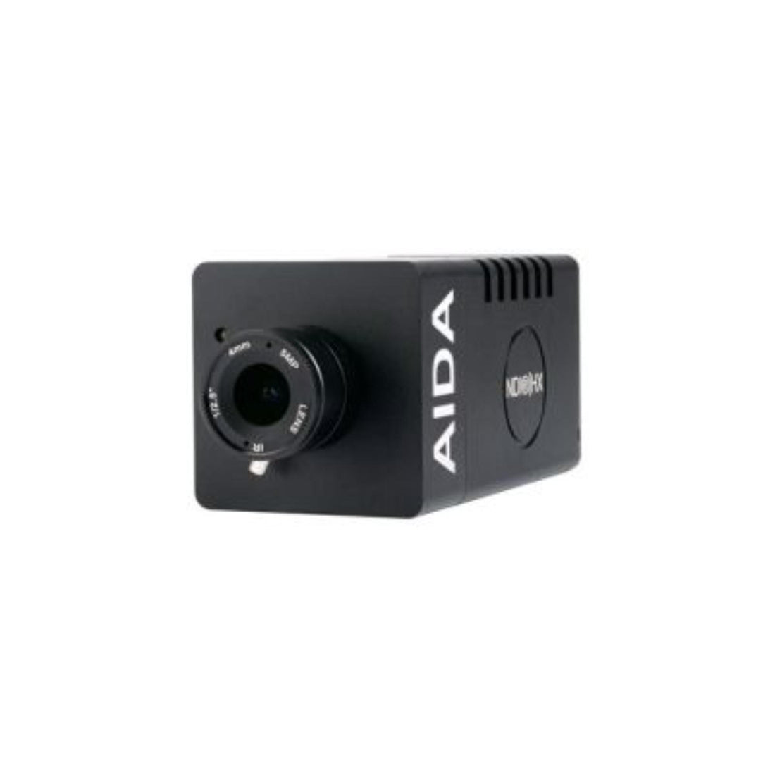 AIDA Imaging HD3G-NDI-200 full HD NDI|HX/IP/SRT/3G-SDI PoE POV camera front view with lens and control panel visible – image 1