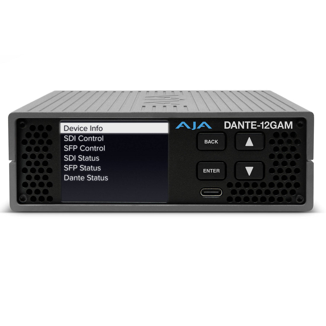 AJA DANTE-12GAM Audio over IP SDI Converter Front – image 3