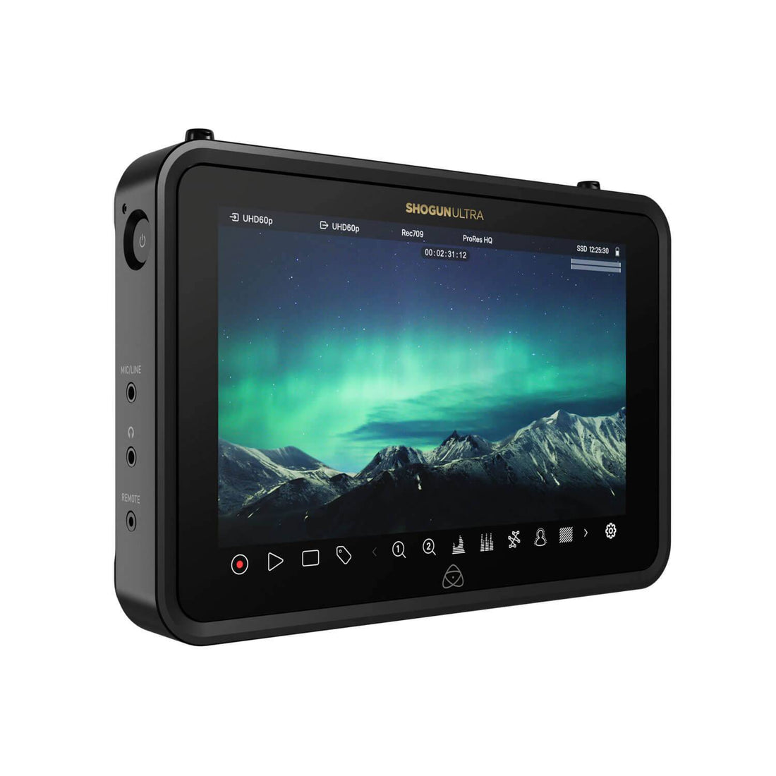 Atomos Shogun Ultra 7-inch HDR video monitor and recorder displaying 8K RAW footage on screen. – image 1