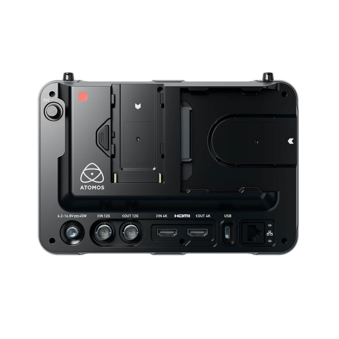Rear view of Atomos Shogun Ultra 7-inch HDR monitor-recorder showcasing ports and connectivity options for 8K RAW video recording. – image 3