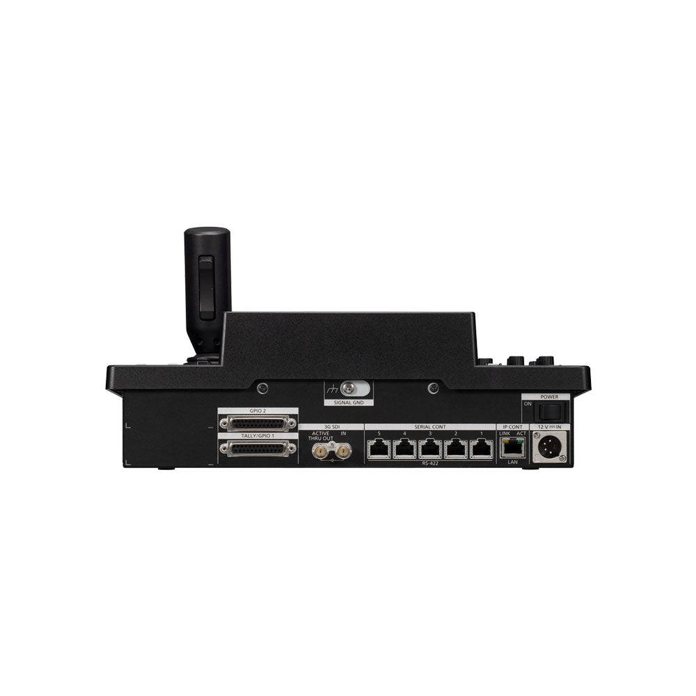 Back view of Panasonic AW-RP150 touchscreen remote camera controller for PTZ camera control, showing ports and connection panel. – image 2