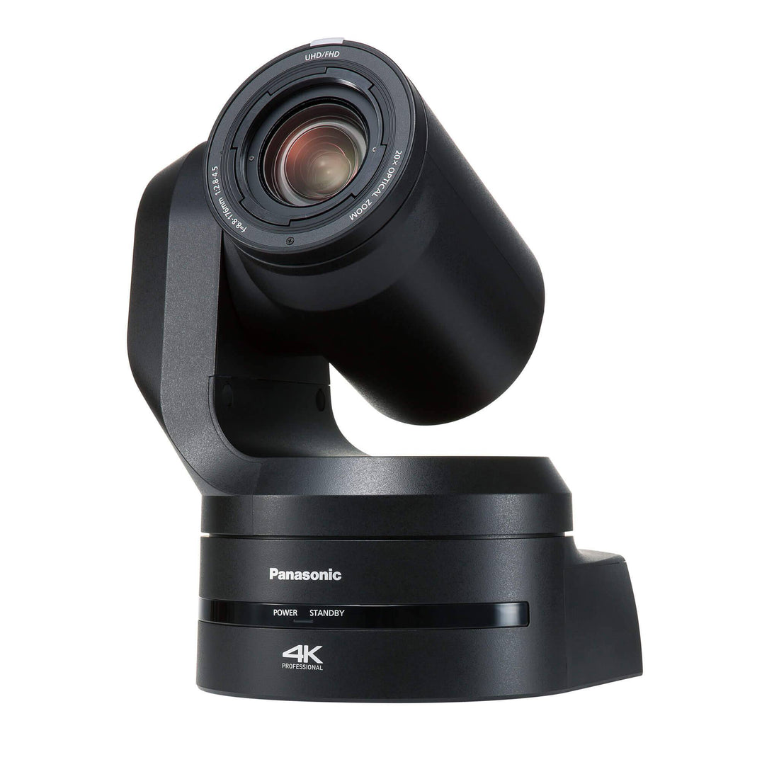Panasonic AW-UE150AKPJ UHD 4K 20x PTZ camera in black, showing the professional-grade camera with zoom lens and control features – image 3