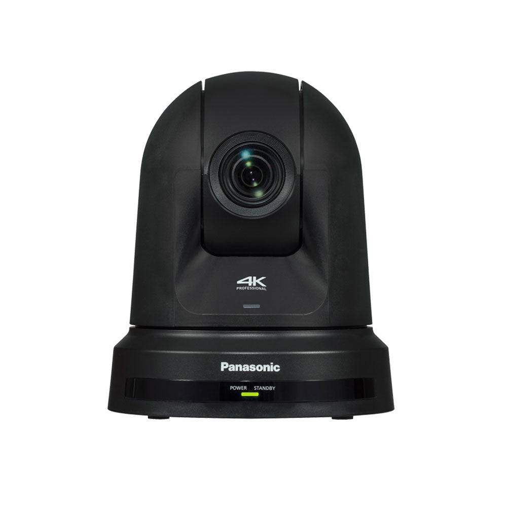 Panasonic AW-UE50 4K PTZ camera in black with front view, featuring 24x optical zoom and SDI/HDMI outputs. – image 2