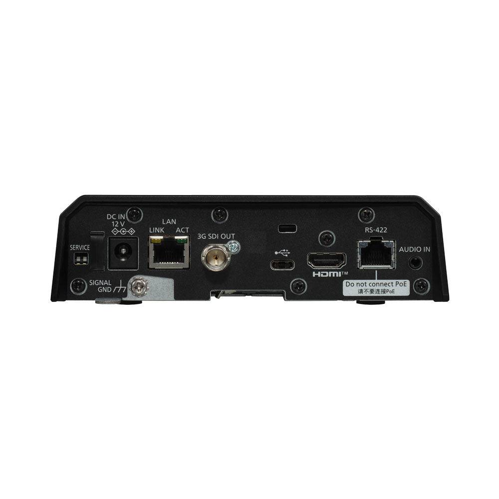 Rear view of Panasonic AW-UE50 4K PTZ camera showing SDI and HDMI ports in black, ideal for professional video broadcasting. – image 6