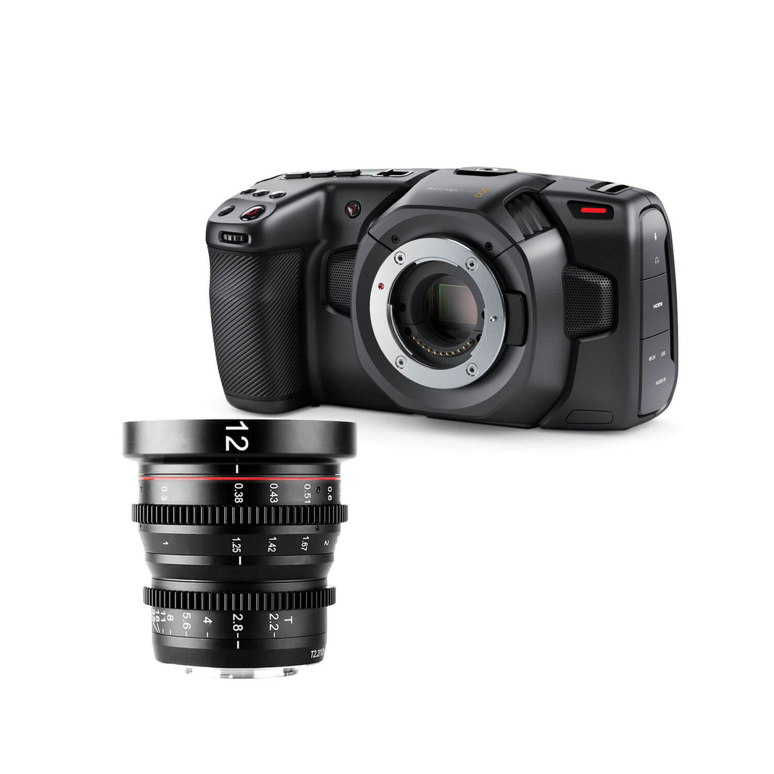 Blackmagic Design Pocket Cinema Camera 4K MFT lens kit with 12mm lens, compact cinema camera for professional video production. – image 14