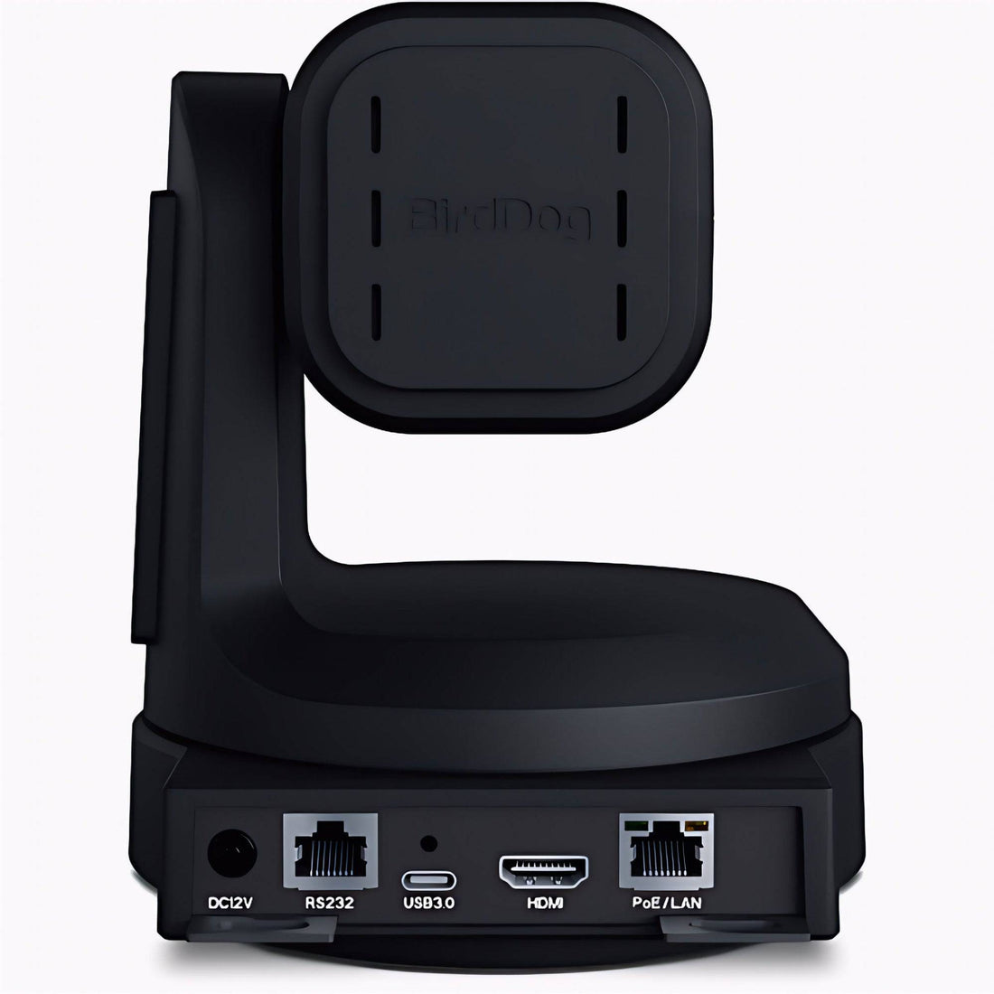 BirdDog Max 12X PTZ Camera in black, professional 4K UHD conferencing and production camera with zoom lens, side view. – image 3