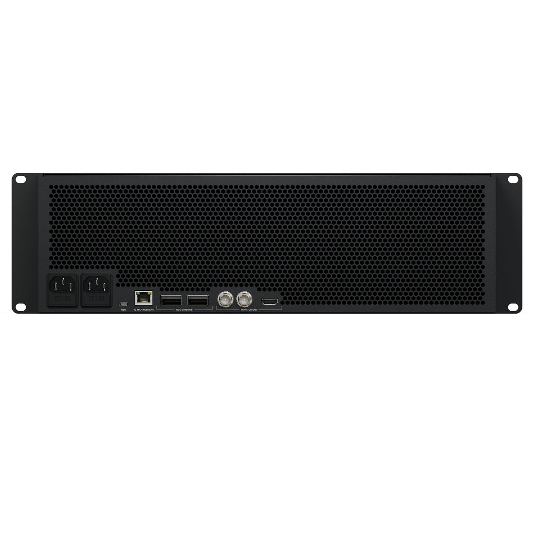 Blackmagic Design Media Dock Ultra storage device connected at the rear, showcasing its ports and sleek black finish. – image 3