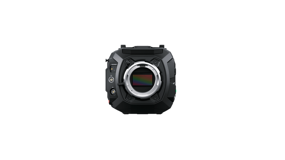 Blackmagic Design URSA Cine 17K cinema camera front view showing lens and body details. – image 3