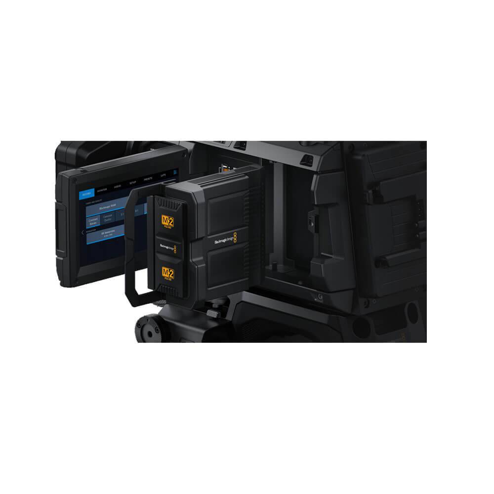 Blackmagic Design URSA Cine Immersive Cinema Camera with 8TB media storage, showing the camera body and media slot. – image 7