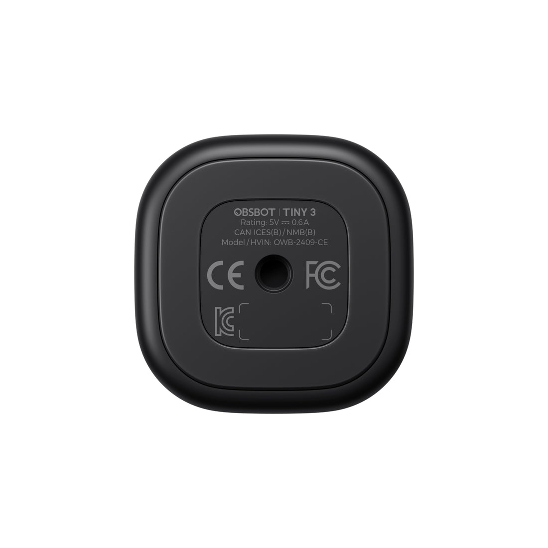 OBSBOT Tiny 3 AI-powered 4K PTZ webcam shown from the bottom, featuring adjustable tripod mount and connection ports. – image 9