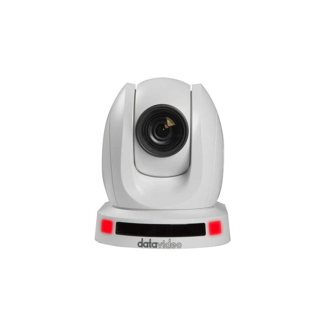 Front view of Datavideo PTC-145TW white PTZ camera with 20x optical zoom, HDBaseT, 3G-SDI, and HDMI output. – image 1