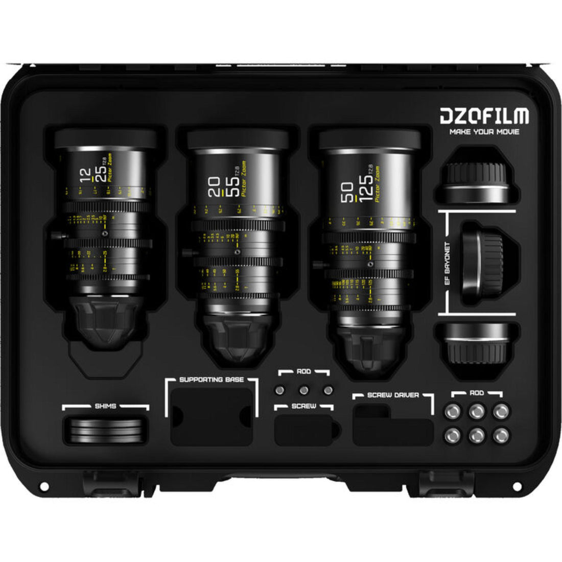 DZOFilm Pictor T2.8 Super35 Zoom 3-Lens Kit (PL & EF Mount, Black) – image 1