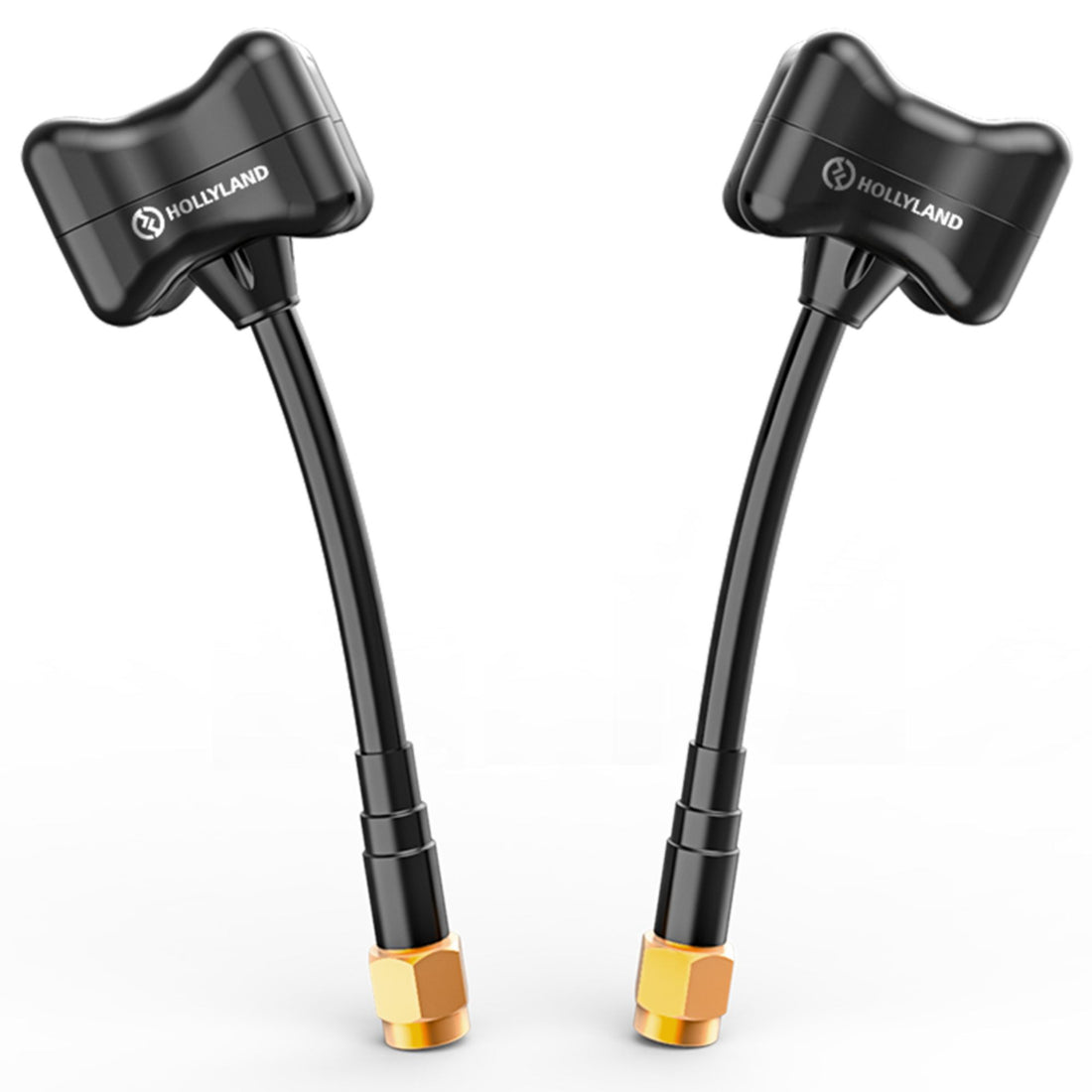 Black Hollyland Triumph Antenna for enhanced signal reception and wireless transmission, shown on a black background. – image 1