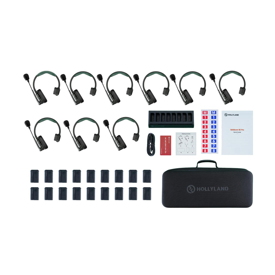 Hollyland Solidcom SE Pro 9S 9-person noise-canceling headset intercom for production communication, shown from a complete view. – image 2
