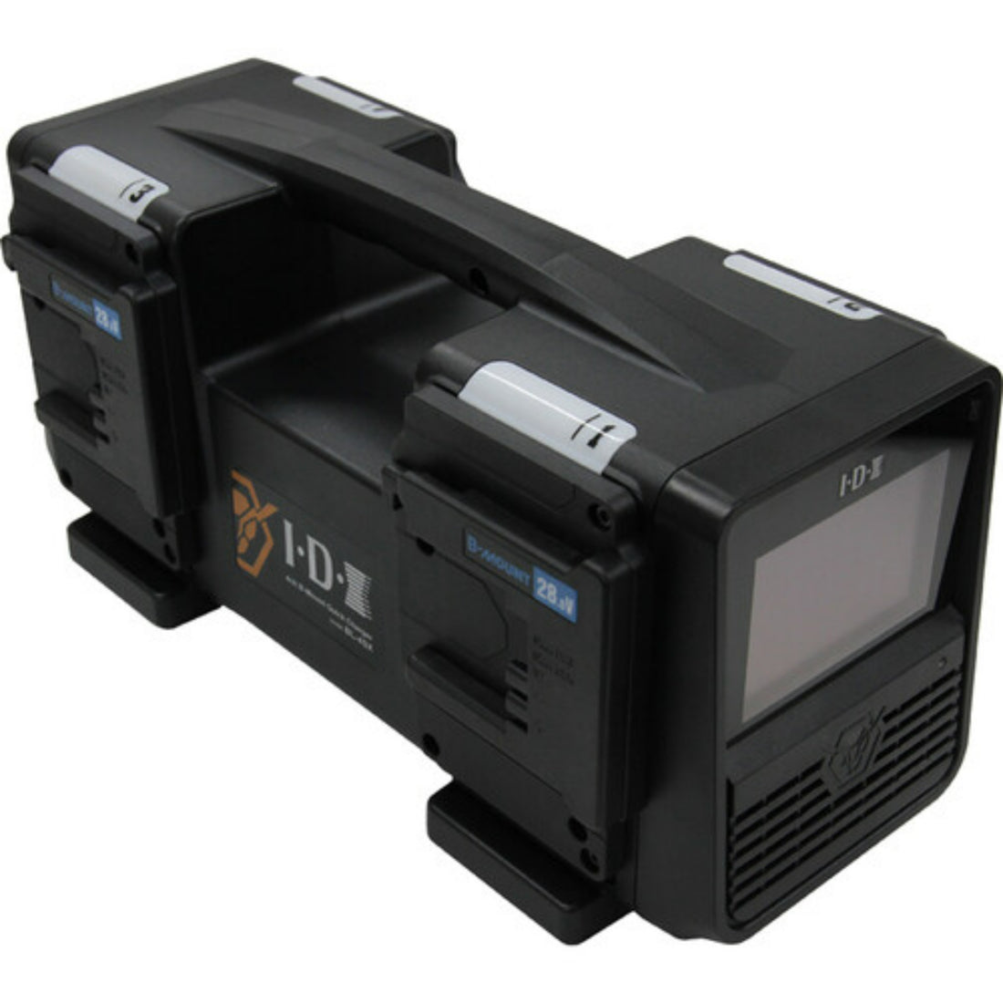 IDX System Technology BL-4SX B-Mount battery charger for 4-channel simultaneous charging, shown from front left view. – image 1