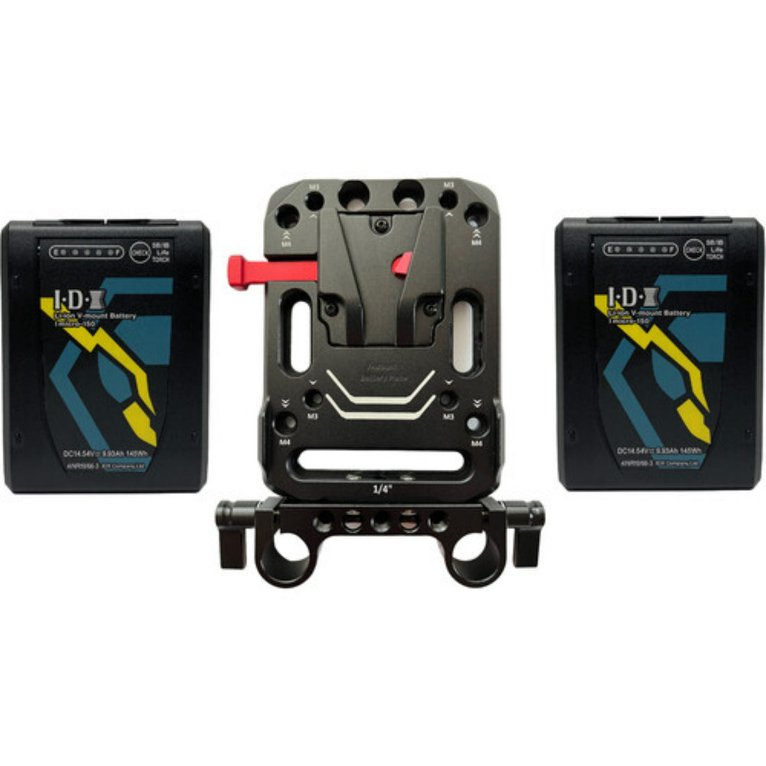 IDX System Technology 2 x Imicro-150 batteries with V-Mount plate kit for professional camera power solutions. – image 1