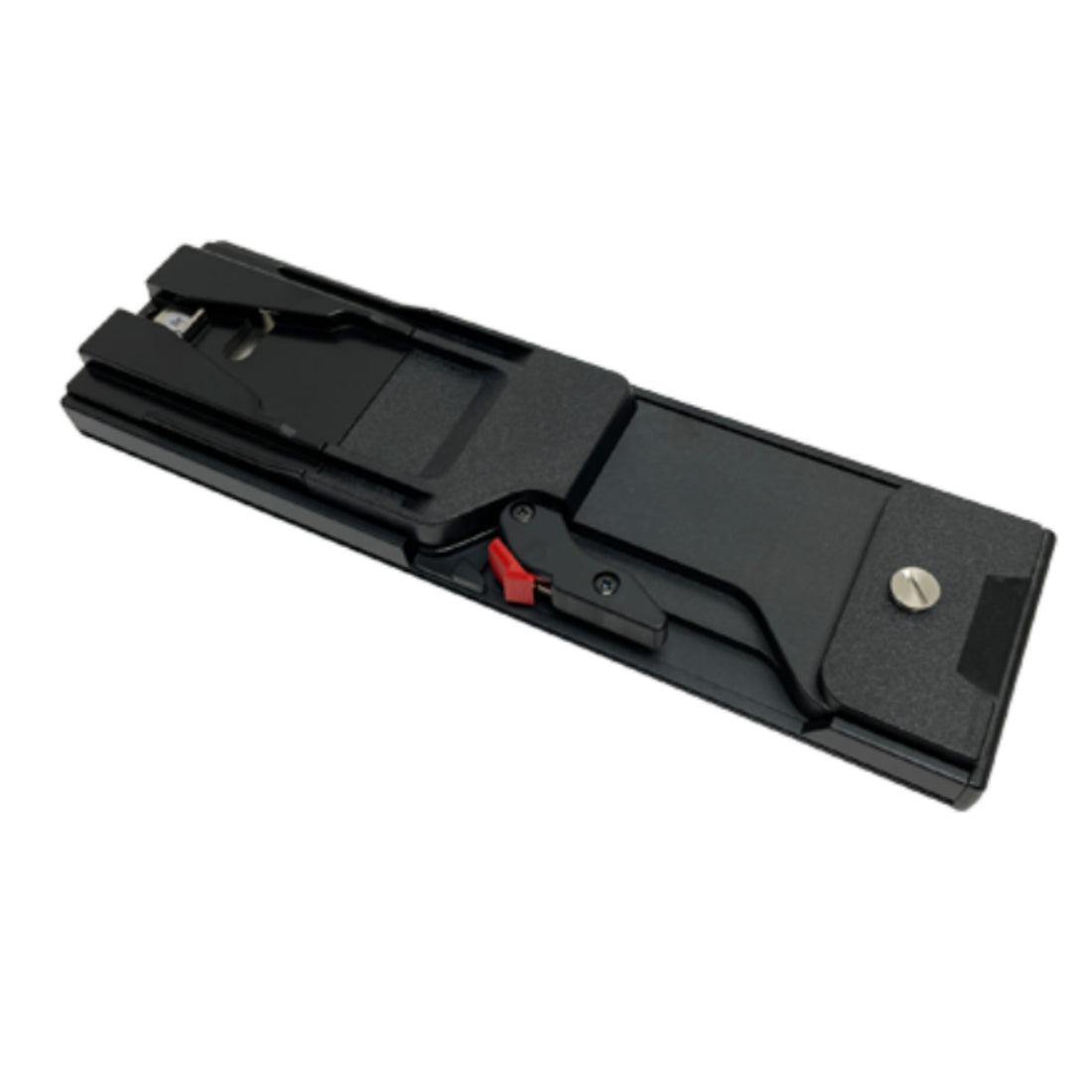 IDX System Technology PROTECH VST-14 quick release tripod base plate with front view, showcasing its compact design and secure locking mechanism. – image 1