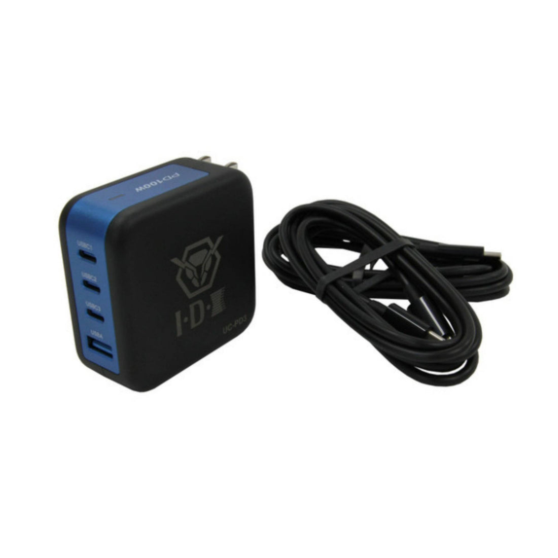 IDX System Technology UC-PD3 portable USB-C PD charger shown in full view with three USB-C ports and compact design. – image 3