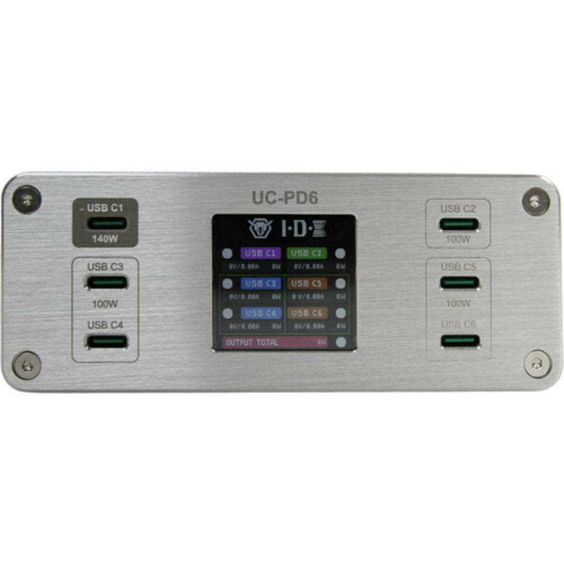 IDX System Technology UC-PD6 6-channel USB-C PD power supply and charger, front view showing multiple USB-C ports and compact design. – image 1