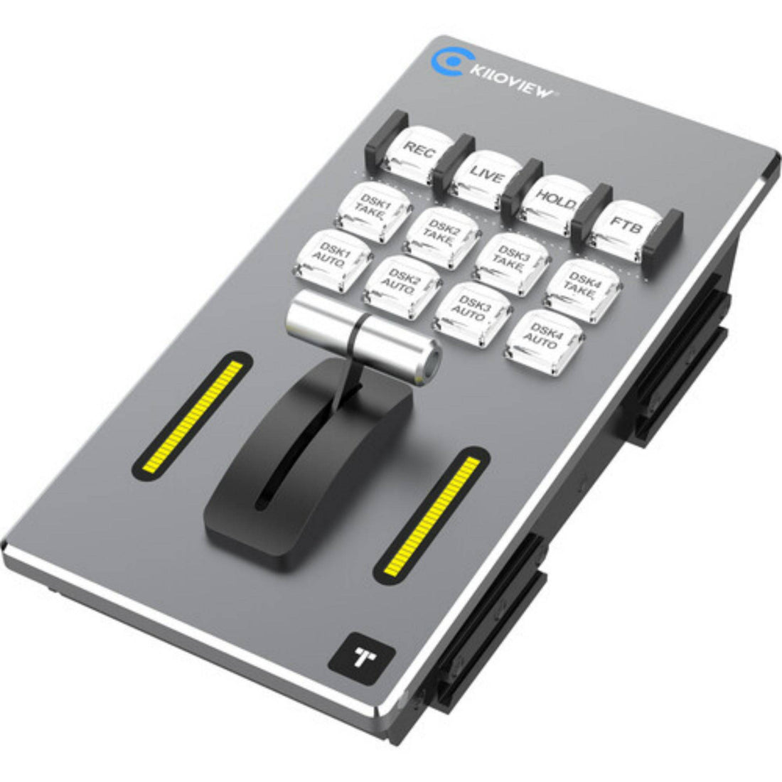 Front right view of Kiloview Take Deck Control Panel, a professional video control device with buttons and display screen. – image 2