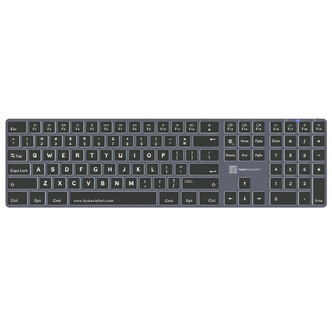 LogicKeyboard Dyslexie TITAN Mac US keyboard with specialized key layout designed for easier reading and typing for dyslexic users. – image 1