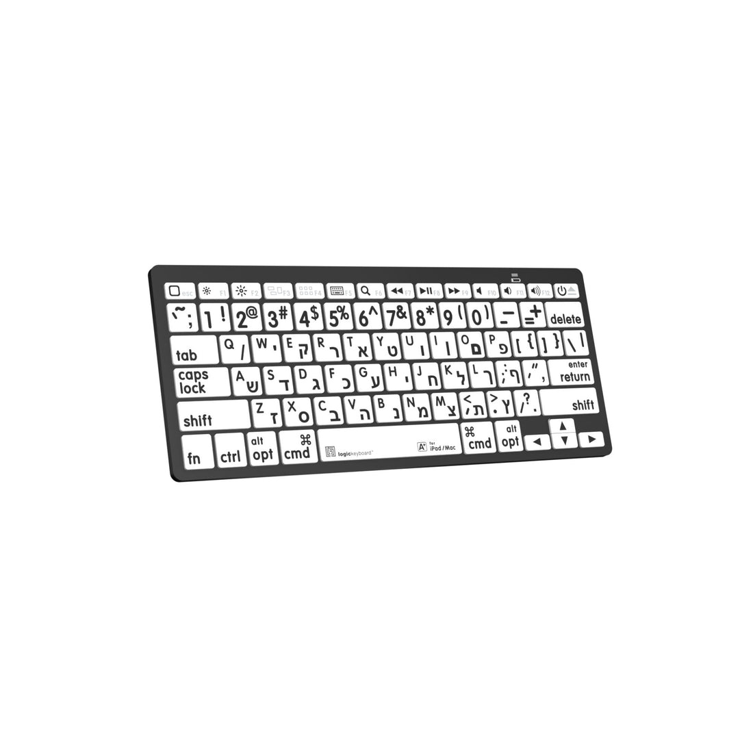 LogicKeyboard XLPrint Bluetooth keyboard in black on white US-ISO layout, featuring clear key labels and compact design. – image 2