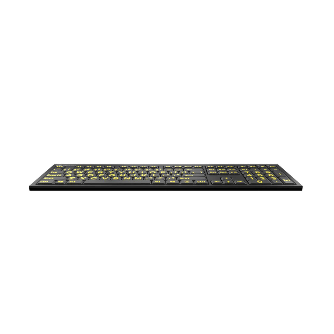 LogicKeyboard XLP NERO PC yellow on black dual US-IL keyboard with white keycaps for comfortable typing. – image 3