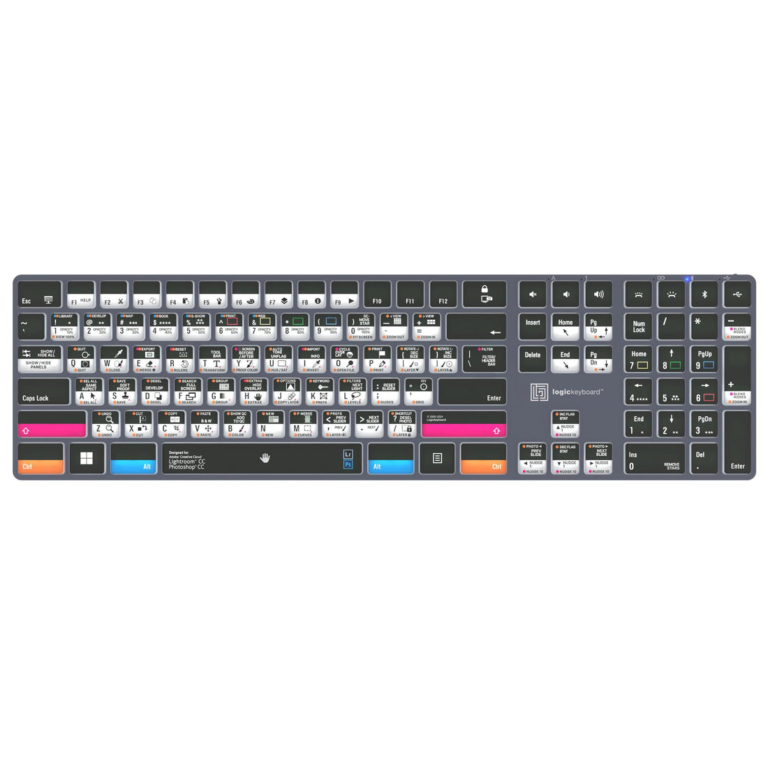 LogicKeyboard Adobe Photographer PS/LR Titan PC US keyboard with labeled keys for Photoshop and Lightroom editing. – image 1