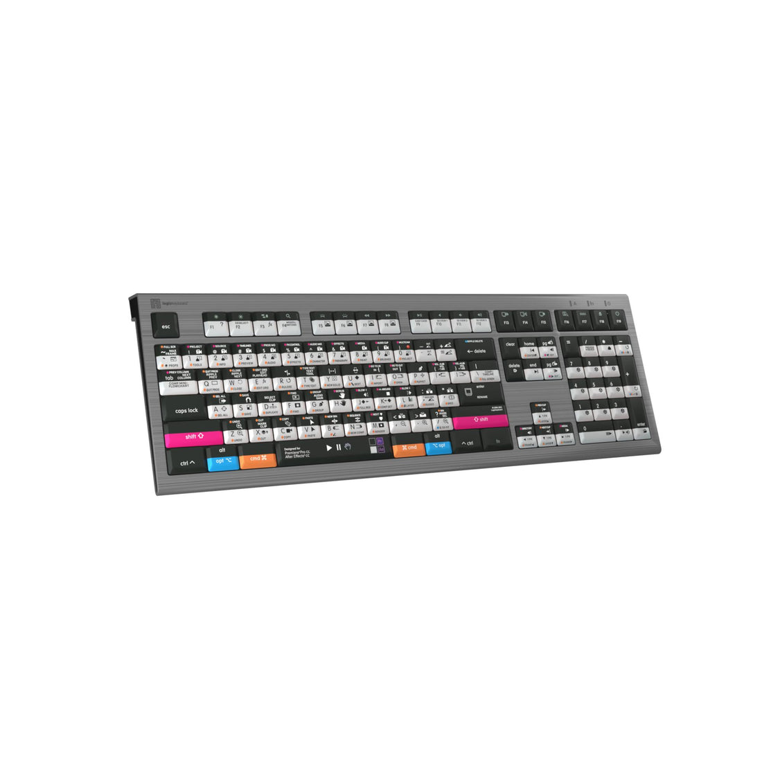 LogicKeyboard Adobe Filmmaker PR+AE ASTRA2 MAC US keyboard, left perspective view showing key layout and branding. – image 2