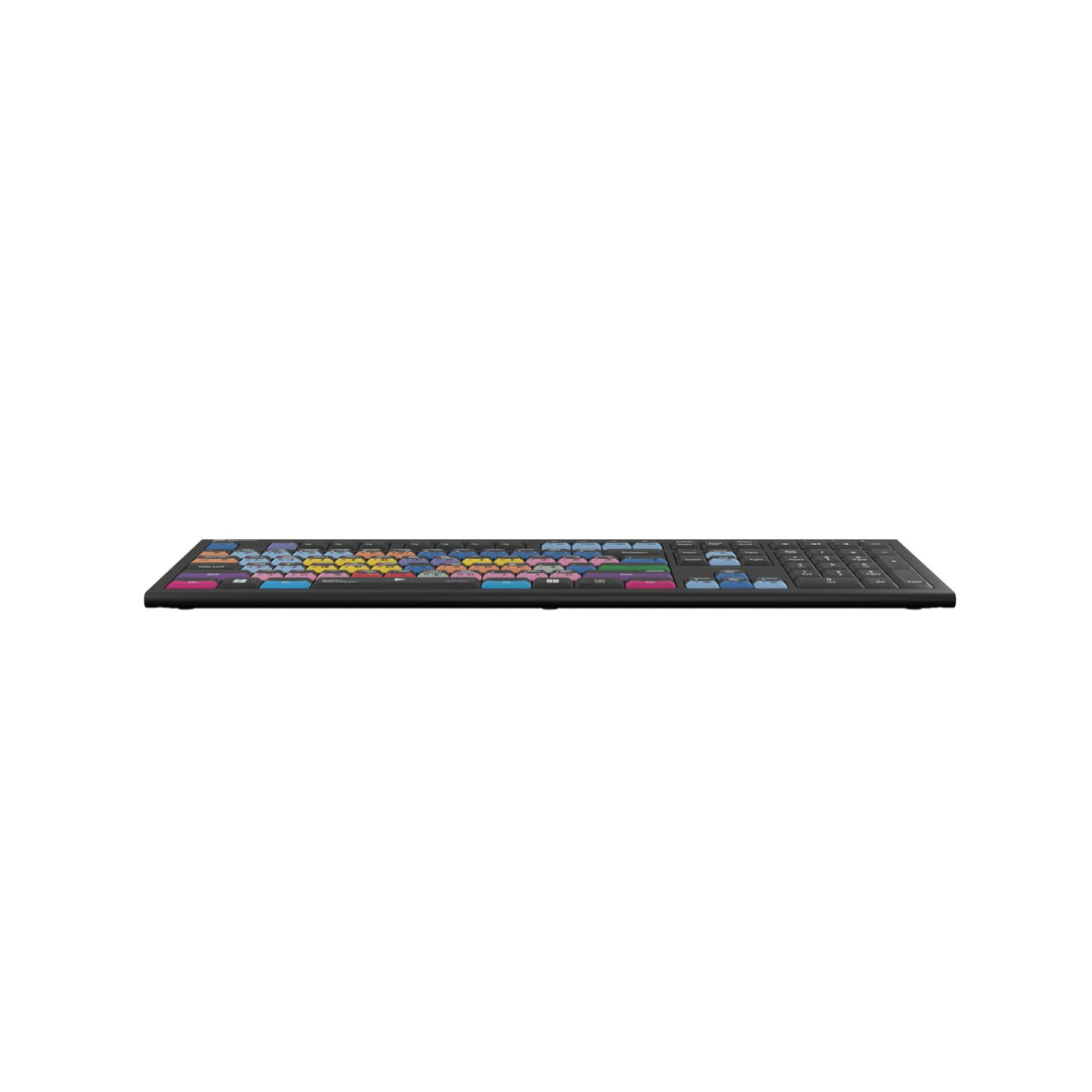 Bottom perspective view of LogicKeyboard Avid Media Composer Pro ASTRA2 PC US keyboard showing key layout and branding. – image 3