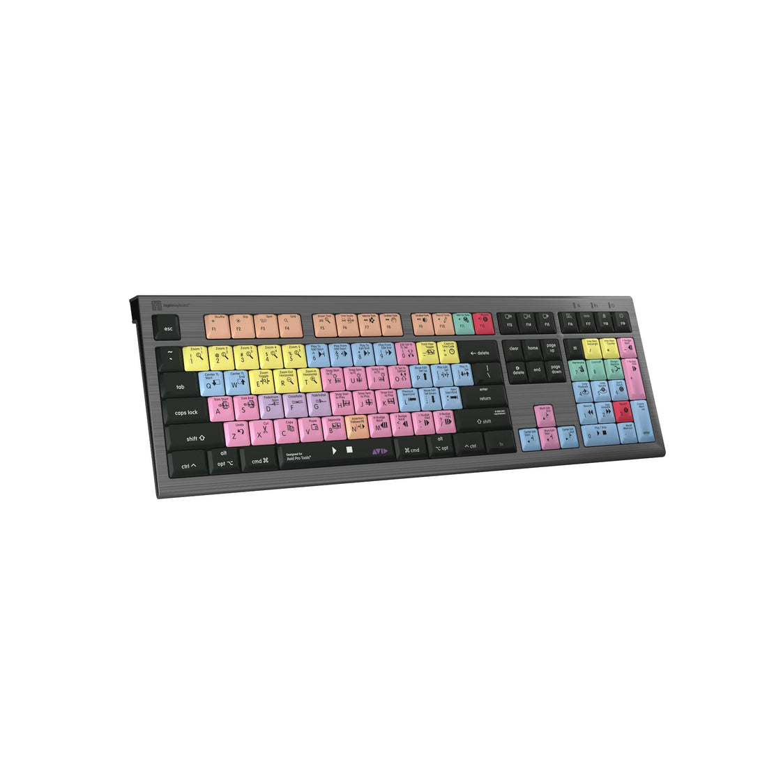 LogicKeyboard Avid Pro Tools ASTRA2 MAC US keyboard shown from left perspective with black keys and labeled function keys. – image 2