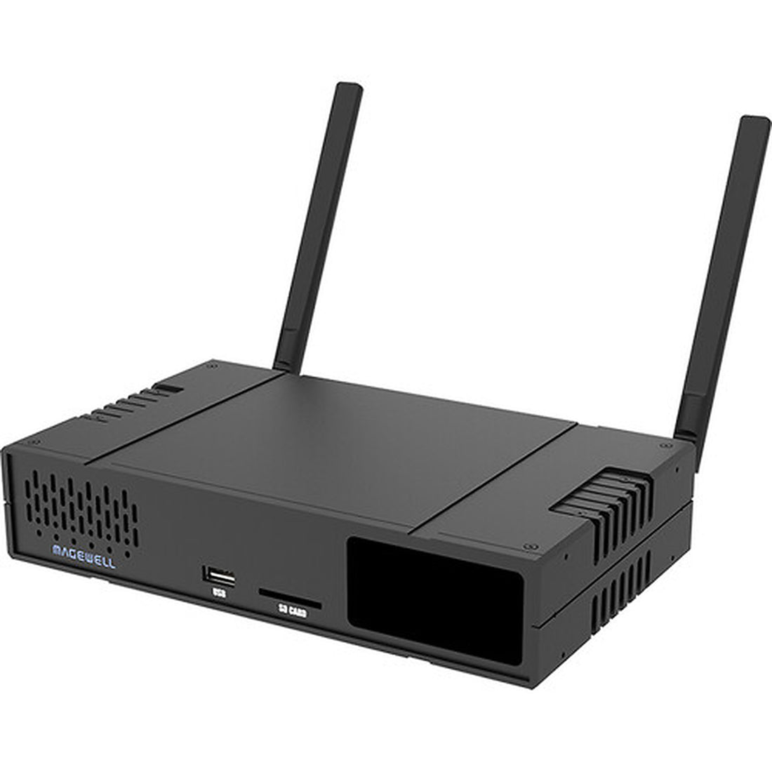 Magewell Ultra Encode AIO 4K HDMI SDI streaming encoder and recorder viewed from front and side angles. – image 4