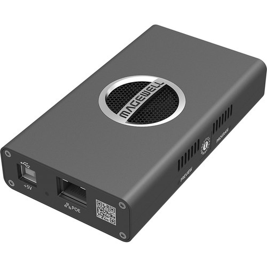 Magewell Pro Convert HDMI Plus NDI Converter with loop-through, showing the compact device connected to HDMI and NDI output ports – image 1
