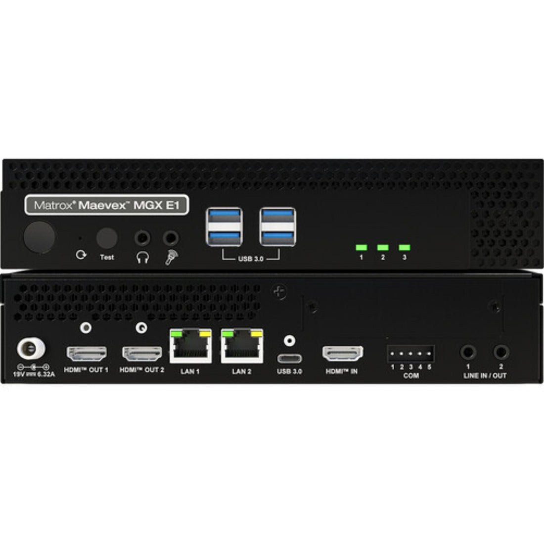 Matrox Maevex MGX E1 single 4K60 encoder signal converter device showing ports and front panel for high-resolution video encoding – image 1
