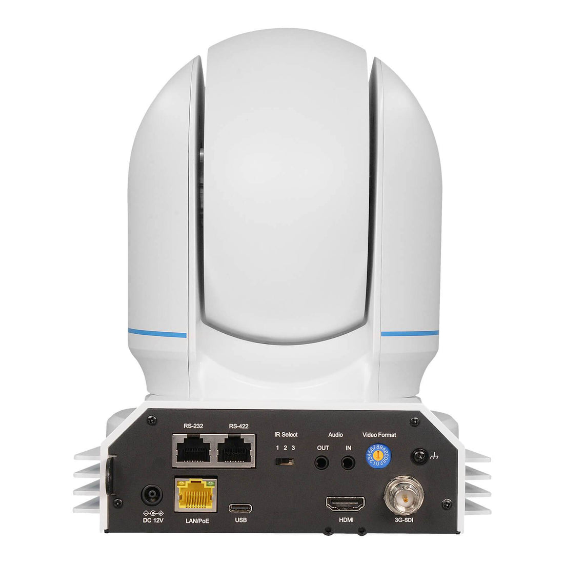 Rear view of Bolin N7-220X Full HD PTZ Camera with 20x optical zoom, HDMI, and 3G-SDI output in white by Bolin Technology. – image 2