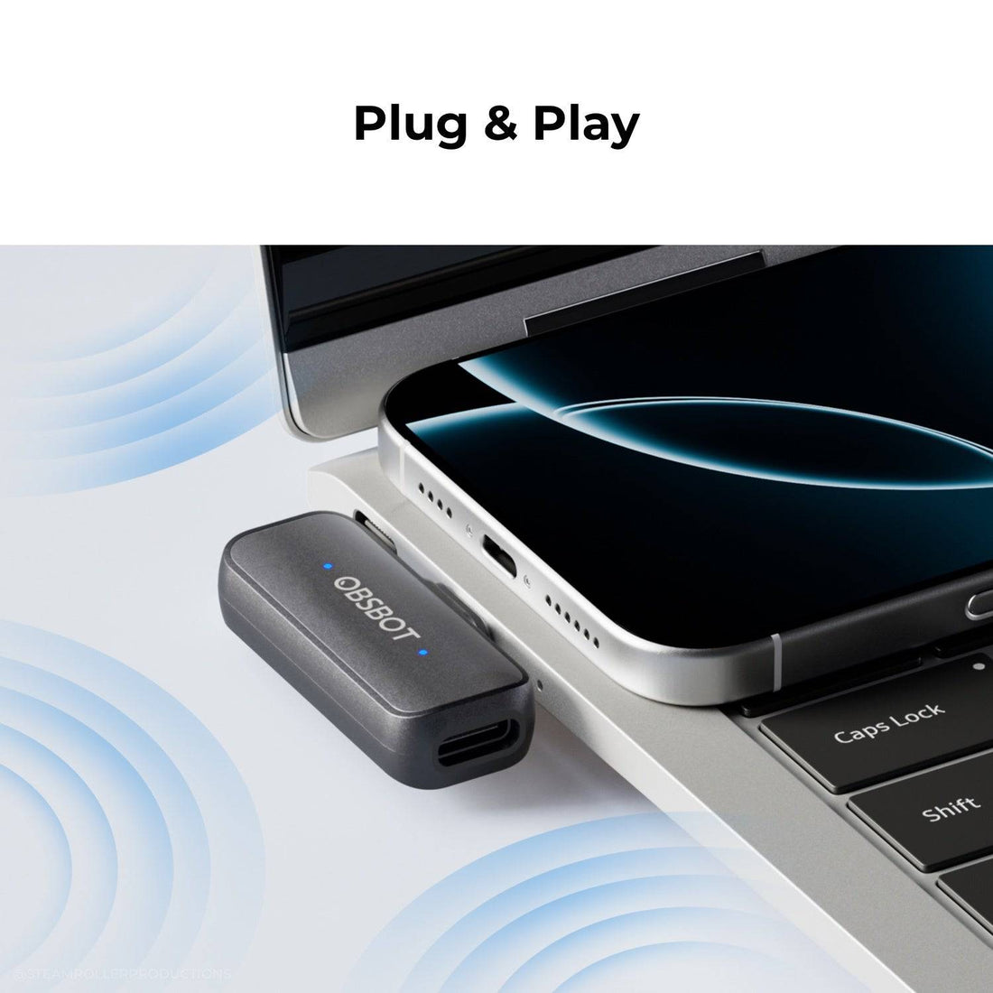 OBSBOT Vox wireless live streaming microphone attached to docking station, compact microphone for high-quality audio capture. – image 7