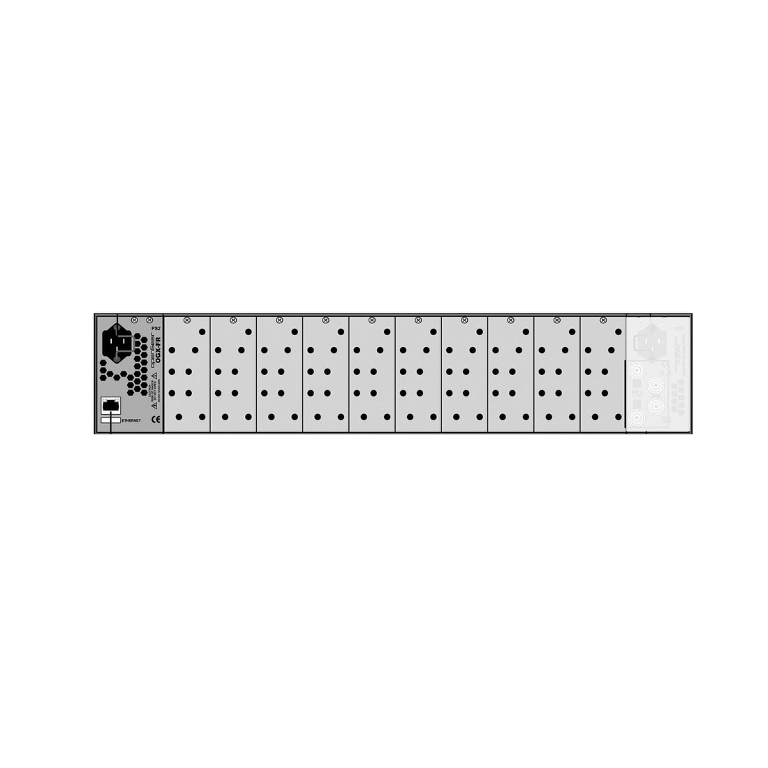 AJA OG-X-FR OpenGear-compatible 2RU rackframe with rear blank panels, designed for professional audiovisual equipment installation. – image 3