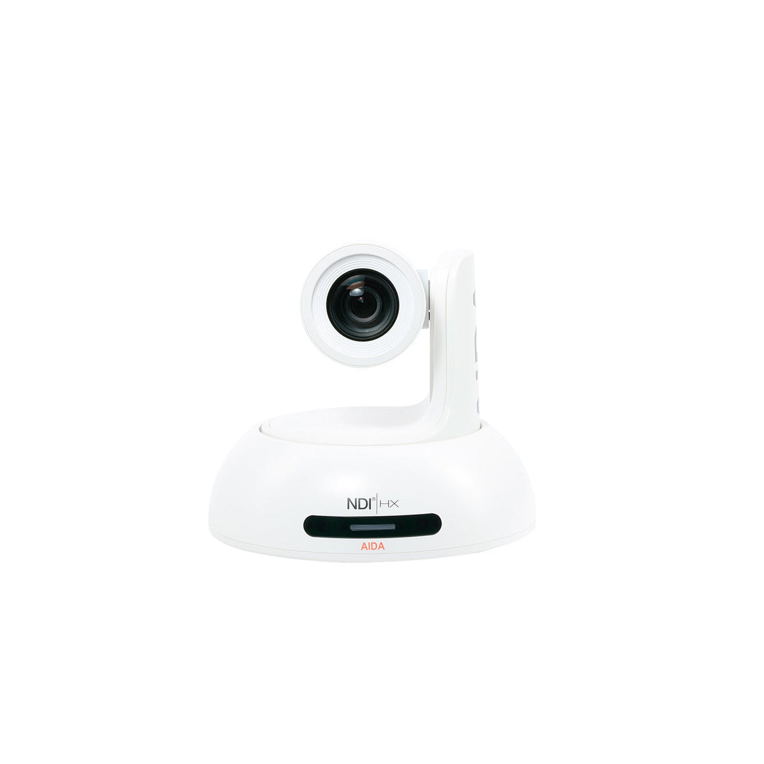 AIDA Imaging Full HD NDI HX3 PTZ camera with 20x optical zoom in white, showing front view with lens and camera body. – image 1