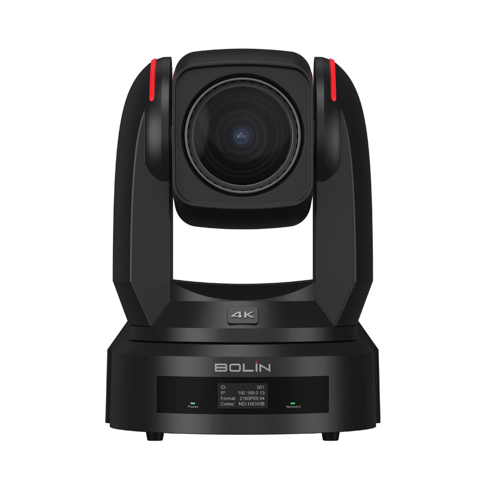 Bolin R9-L420N large sensor 4K NDI PTZ camera with 20x optical zoom, front view showing lens and control panel. – image 1