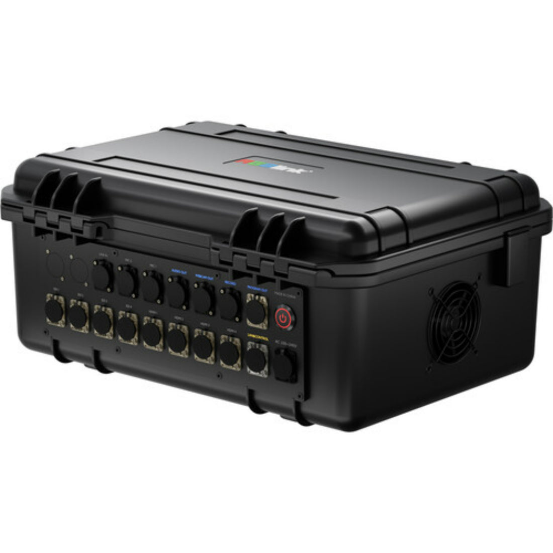 RGBlink mini-edge-4S portable HDMI/SDI video switcher with cooling fan, view of left side showing input ports and controls. – image 6