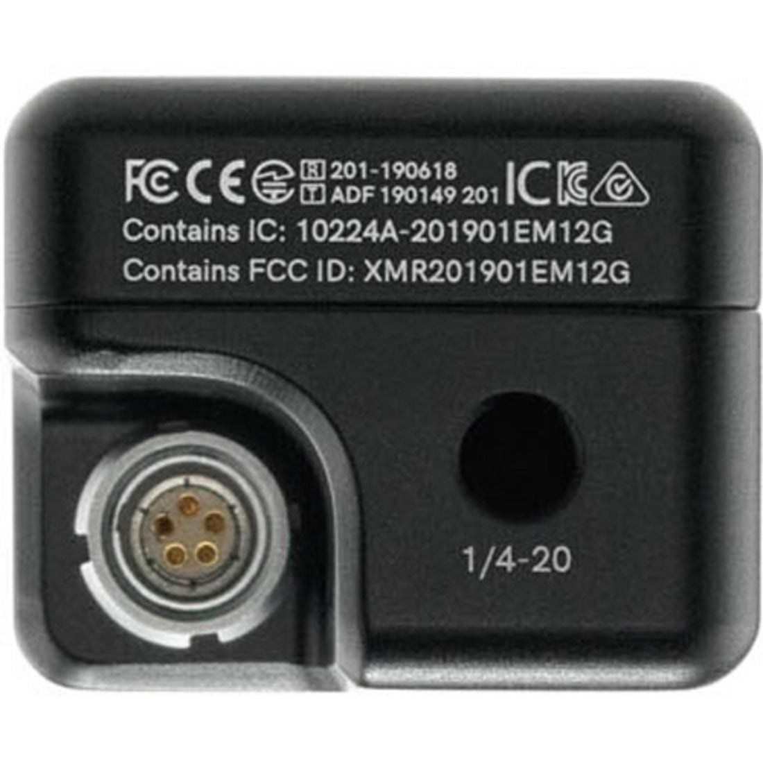 Teradek Node II CBRS 4G/3G global modem video transmitter with 5-pin port, shown from bottom port view. – image 2
