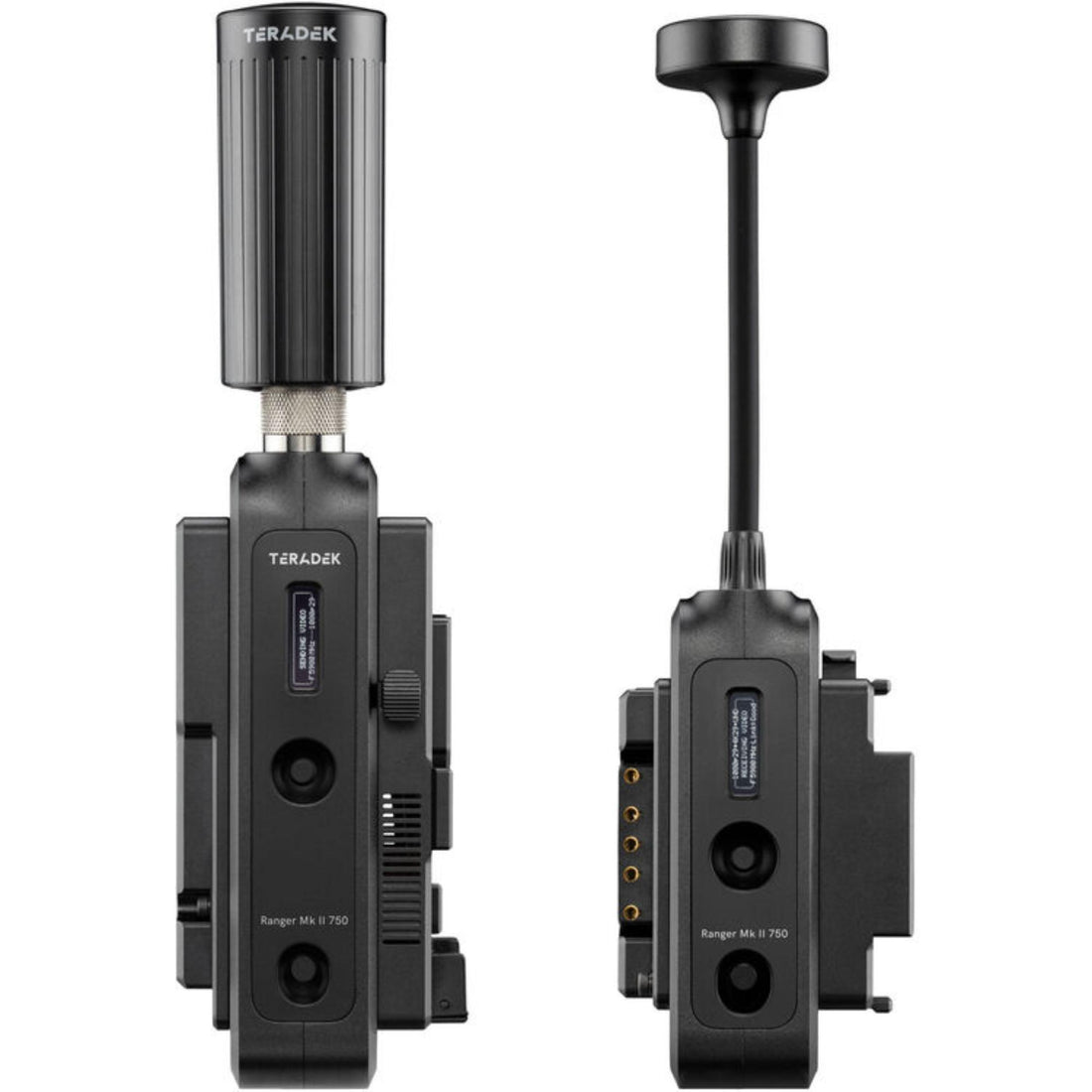 Teradek Ranger MK II 750 wireless video transmitter and receiver set for SDI and HDMI, with V-mount on the left side. – image 3