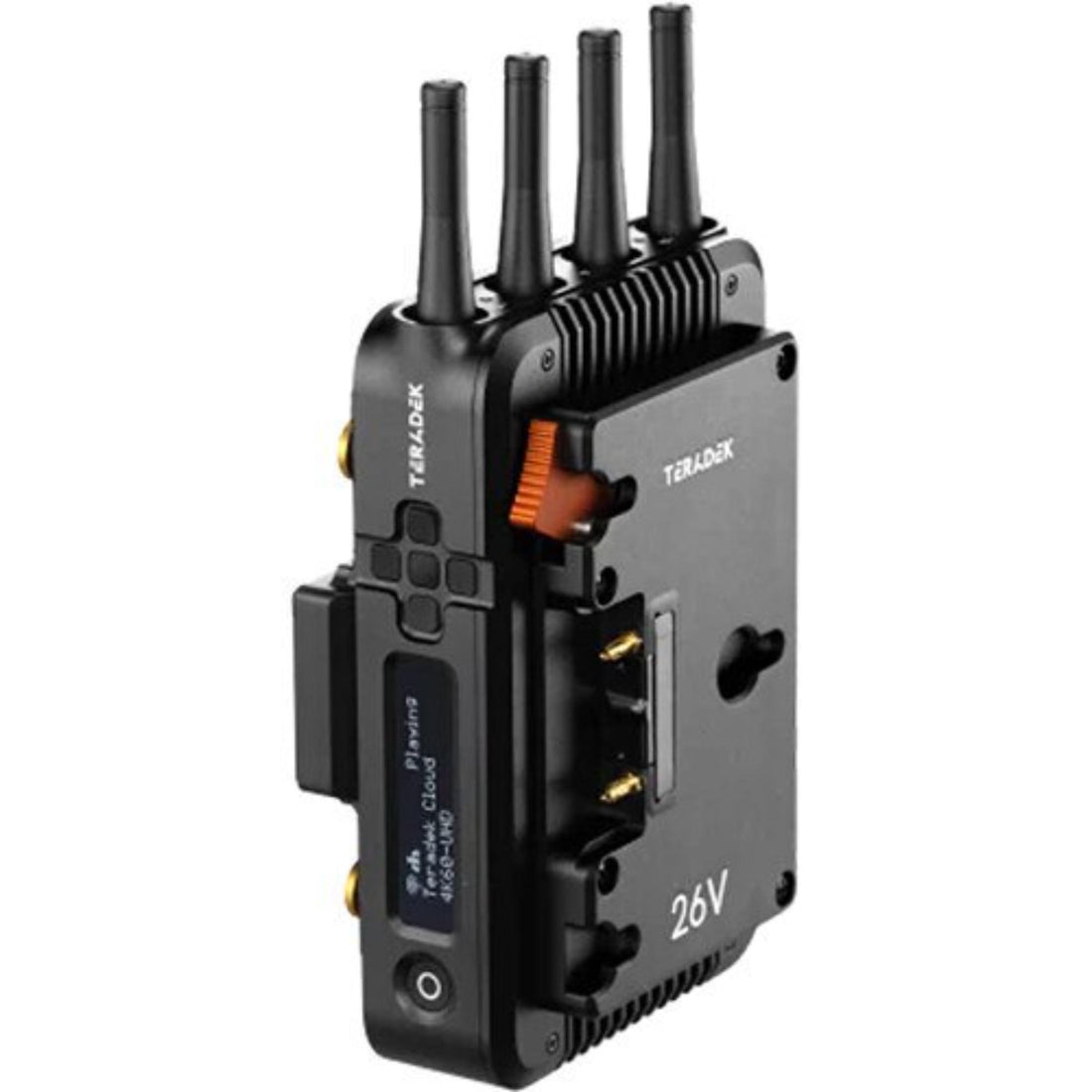 Teradek Prism Mobile 5G Gov dual-modem streaming encoder with Sierra Wireless 26V gold mount for high-quality 5G video transmission. – image 1