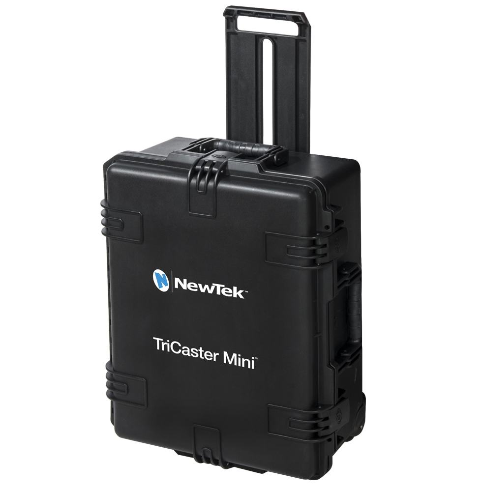 Vizrt TriCaster Mini Go video switcher with mini control surface and carrying case for portable live streaming setup. – image 4